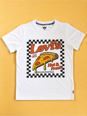 Levi's White Kids 'Hot & Fresh' Pizza Graphic Tee
